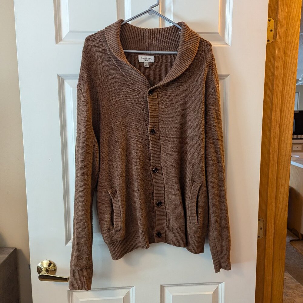 Brown Mens Sweater button up